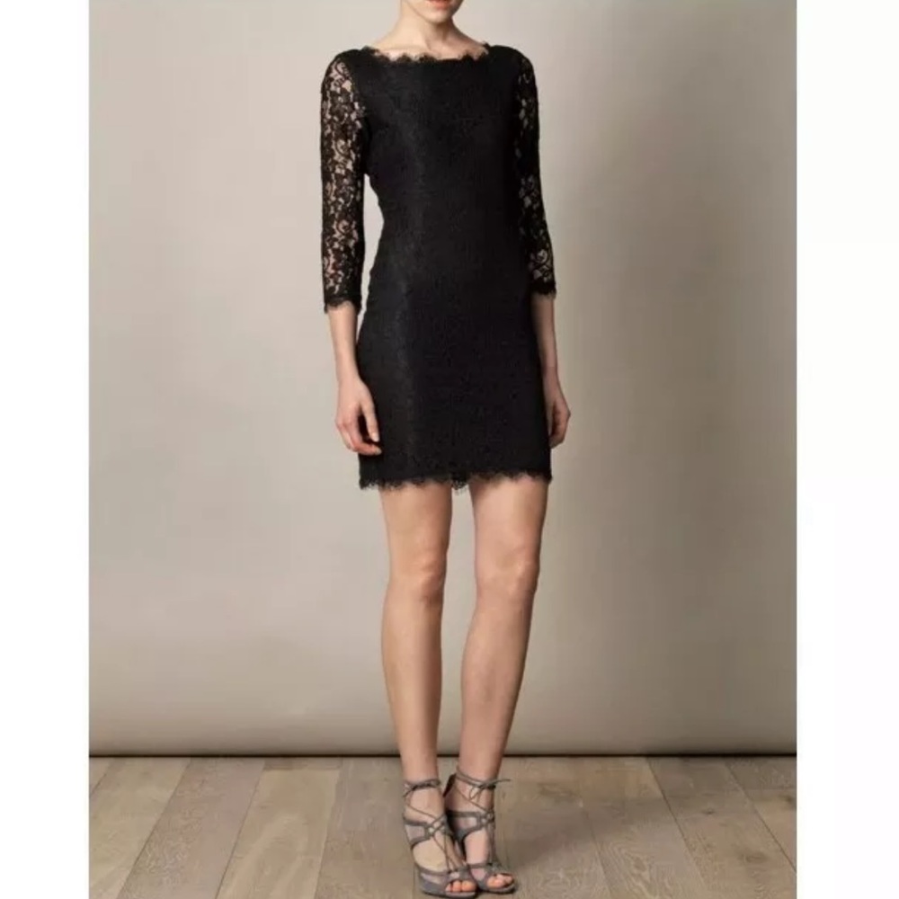 Diane von Furstenberg Blck Zarita Lace Dress Size2